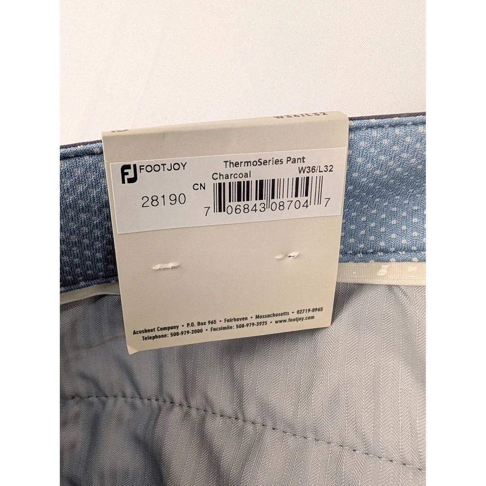 Footjoy ThermoSeries Golf Pants Mens 36x32 Charcoal Grey Water Resistant‎ NWT